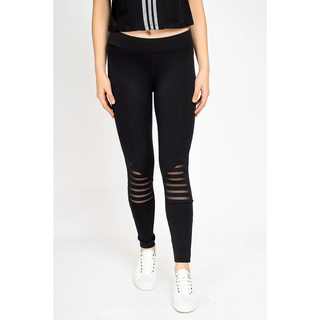 Number of Tulle Detailed Submersible Kumas Leggings BLACK