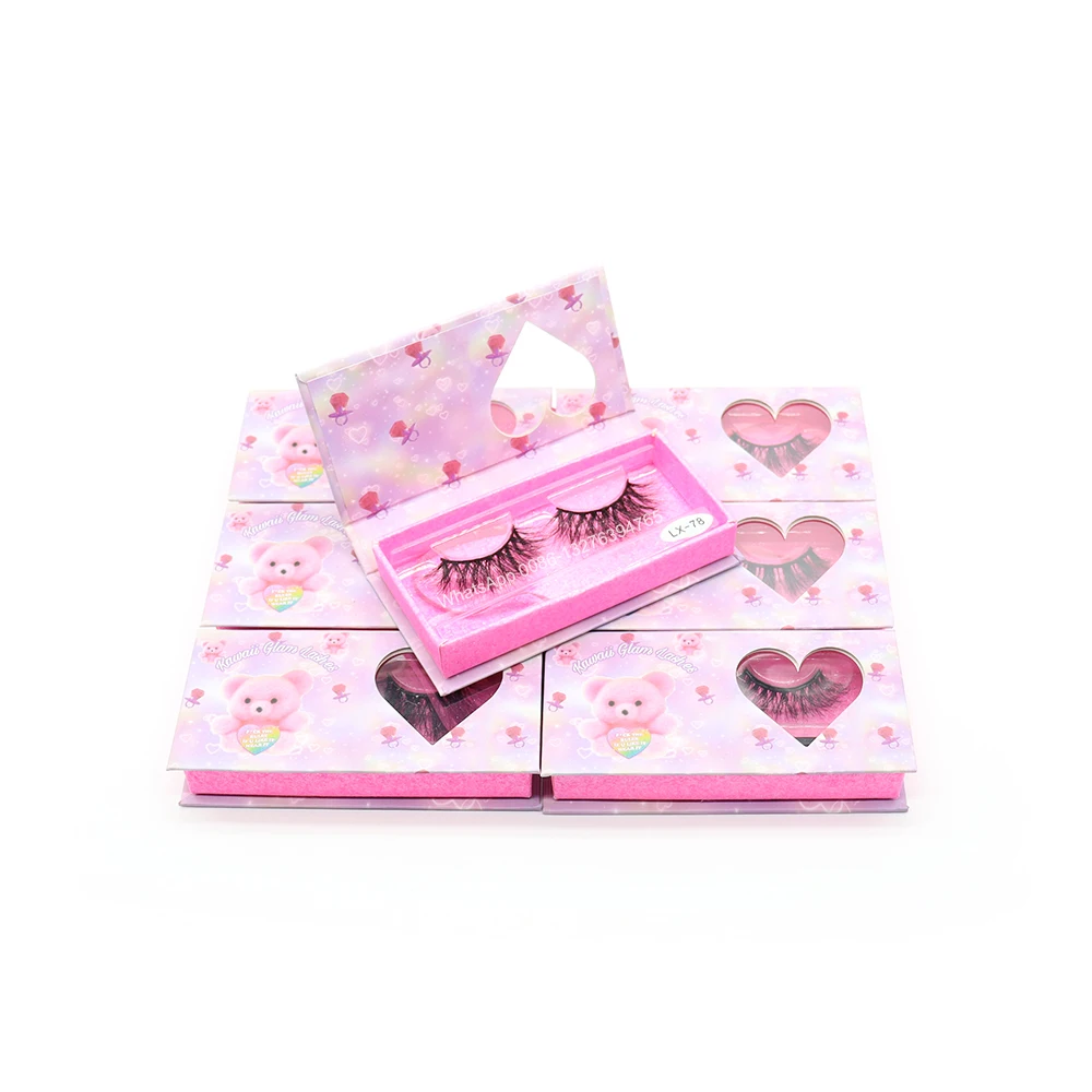 

Romantic Heart Window Rectangular Eyelashes Packaging Box Makeup Mink Eyelashes 100% Cruelty Free Handmade 3D Mink Lashes
