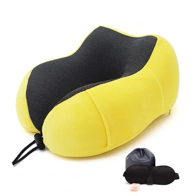 yellow Новые u-образные подушки для шеи из пены с эффектом памяти, мягкие медленные подушки для путешествий, однотонный шейный затылочный медицинский постельные принадлежности, Прямая поставка - Цвет: yellow