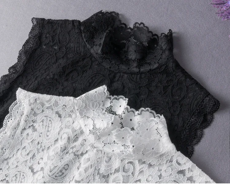 

New Women Turtleneck Detachable Collar Lace Floral Sweater False Collars Female Solid Color Fake Collar Neckwear Neck Scarf