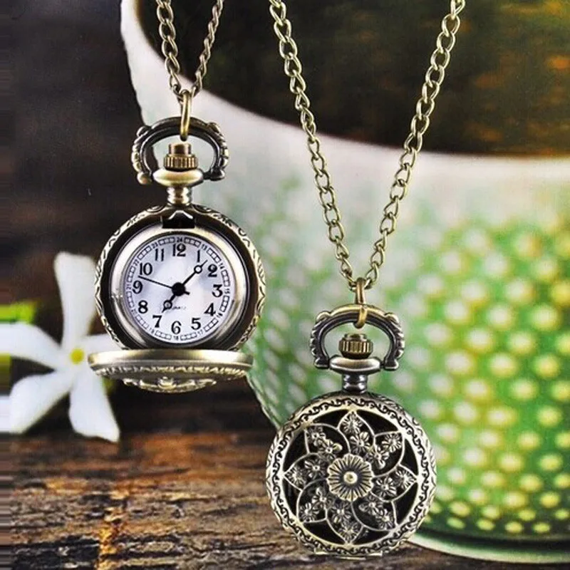 

ladies watch Hot Fashion Vintage Retro Bronze Quartz Pocket Watch Pendant Chain Necklace women watches luxury Gifts reloj mujer