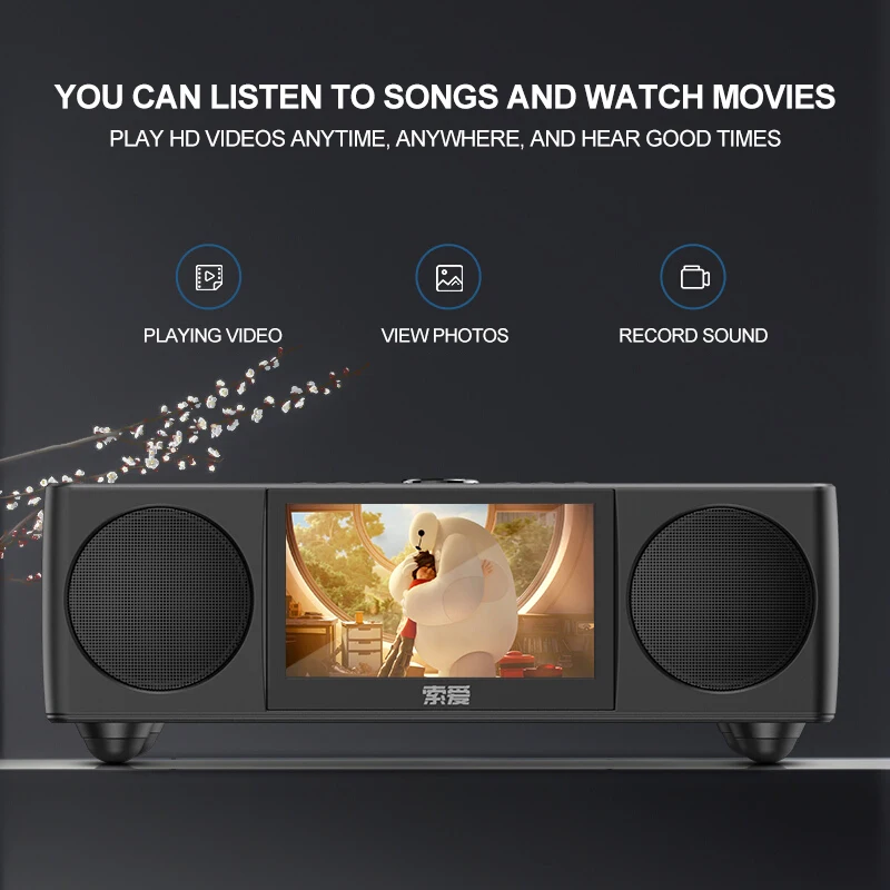 SOAIY S99 беспроводной Bluetooth видео динамик стерео звук HiFi аудио сабвуфер черный динамик домашний кинотеатр плеер Поддержка TF