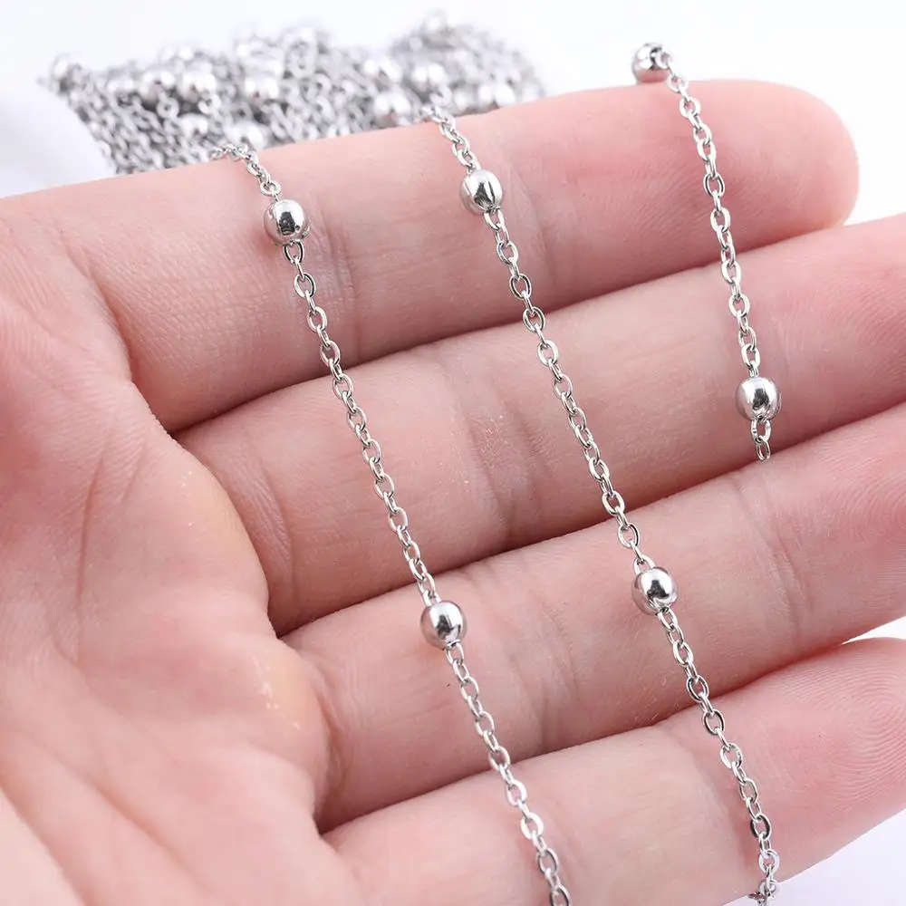 10meters/roll 3mm Ball Beaded Stainless Steel Gold Jewelry Chains For Necklace Bracelets Making Diy Earrings Supplies