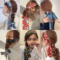 2021 new tie hair silk ribbon fashion woman headband scarf french style bandana lengthened small bag handle headband accessories