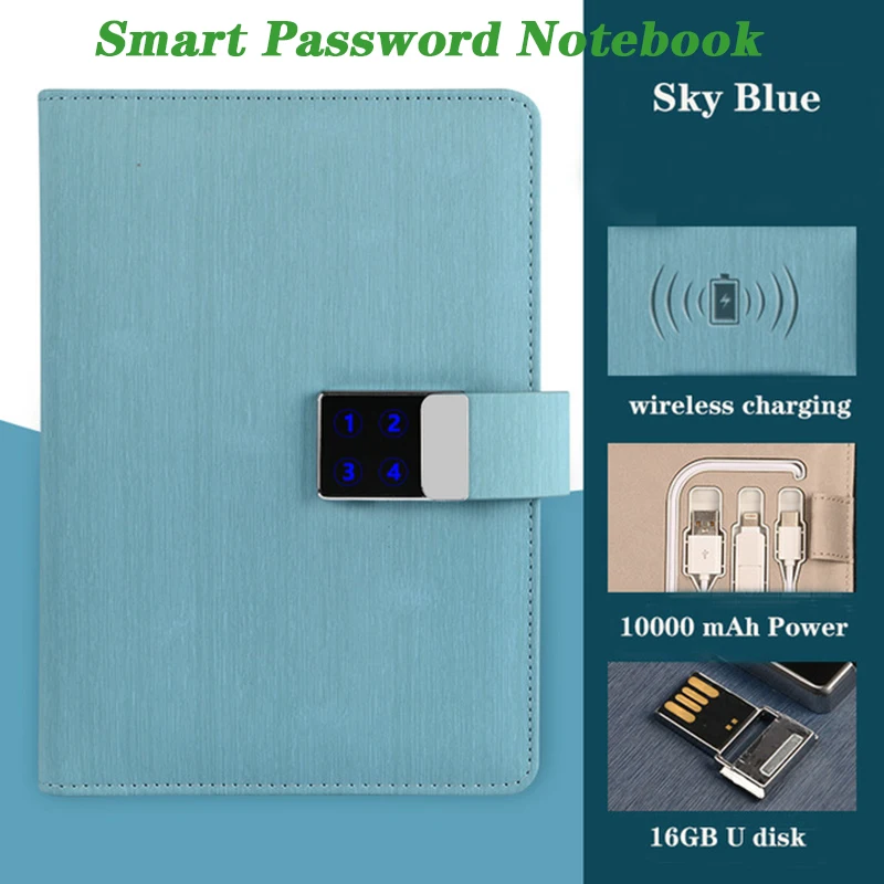 Смарт-замком пароля ноутбук A5 блокнот Беспроводной зарядная лента U диск с