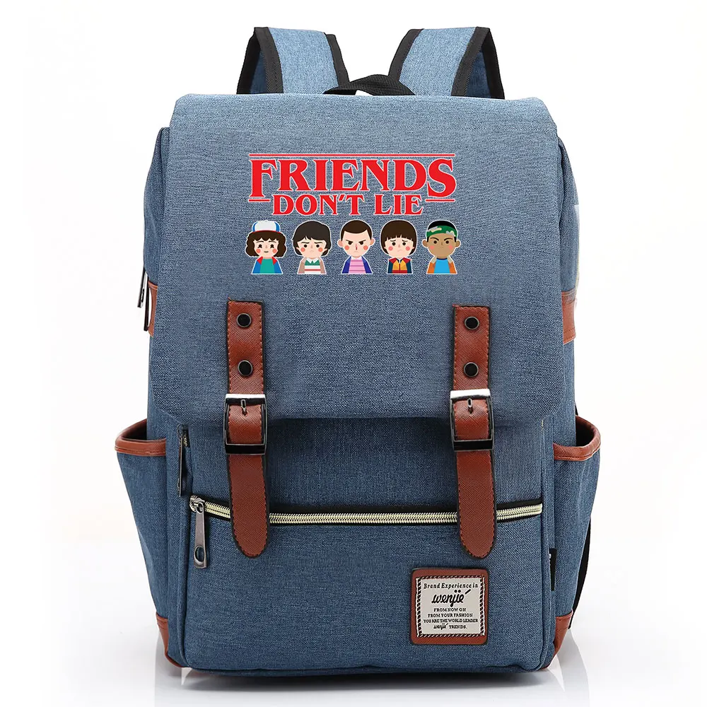 

B2004 Fashion New Stranger Things Buckle Children School bag Teenagers Student Schoolbags Women Bagpack Men Backpack
