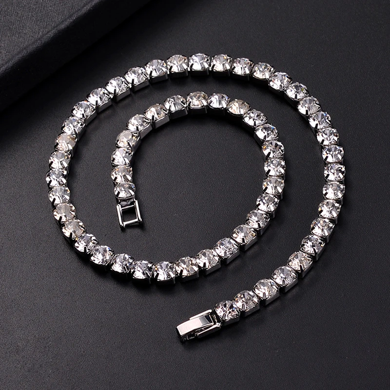 1 ряд стразы колье блестящая Цепочка с кристаллами роскошные ювелирные изделия