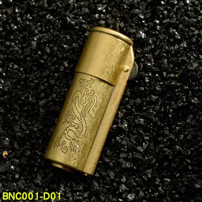 Нежная резьба бензиновая Зажигалка керосиновая Кремниевая зажигалка Ретро тренчи Чистая медь, латунь бензин ветрозащитные неплоские металлические гаджеты - Цвет: BNC001-D01