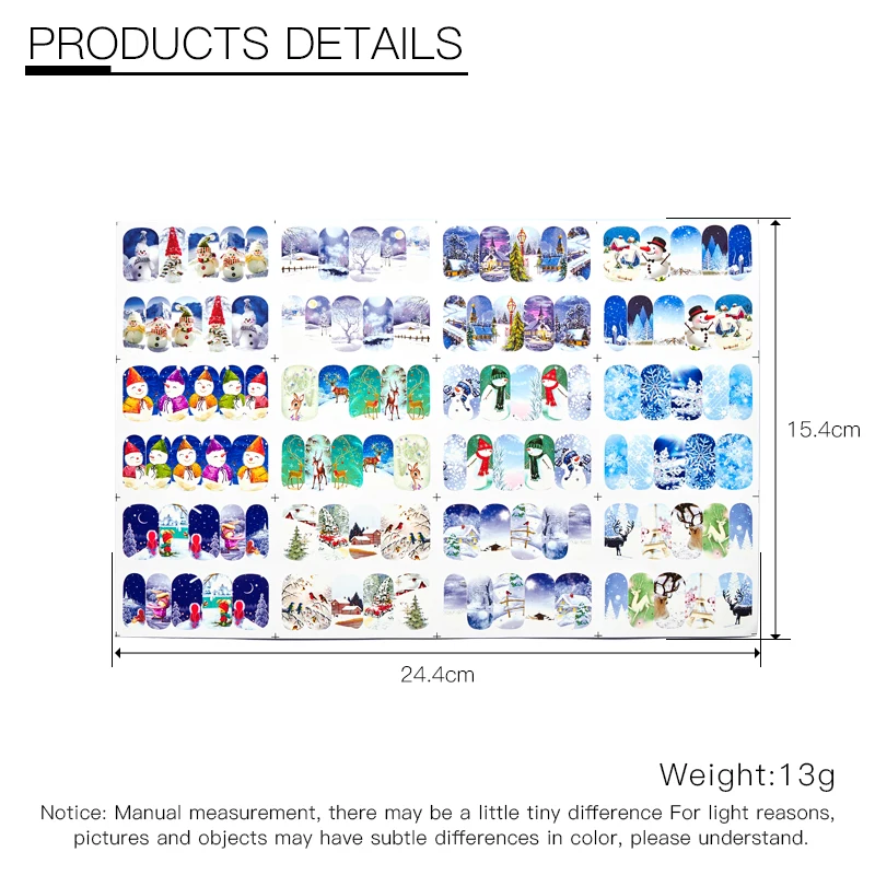 12 дизайнов в 1 наборе рождественские наклейки со снегом яркие обертки переводные