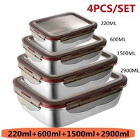 lunch box with sealed lid 304 stainless steel picnic box leak proof storage bento box microwave heating fresh keeping box