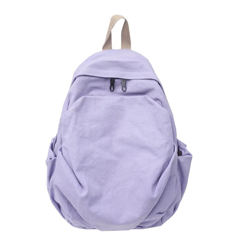 

2021 Spring Purple Solid Color High Capacity Travel Backpack Laptop Canvas Women Backpack Female Schoolbag For Teenages Girls