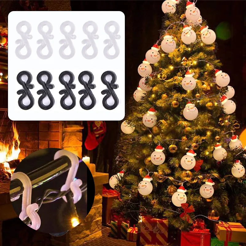 

50 шт. Крючки для подвешивания желоба, крючки с зажимом для Рождественского украшения, внешнее освещение