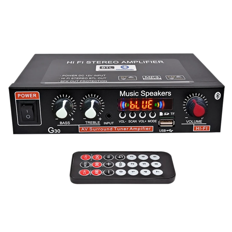 

G30 Bluetooth Power Amplifier,Portable Digital Power Audio Amplifier Stereo AMP For Amplified Subwoofer Speaker