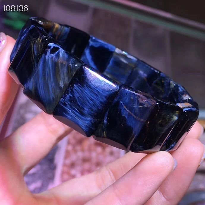 Натуральный синий прямоугольный браслет Pietersite с камнями 18x13 мм бисер для женщин и