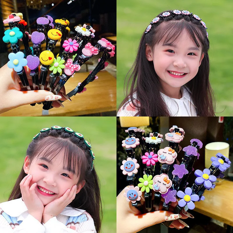 

Neue Cartoon Haar Bands mit Clips für Mädchen Kind Hairband Geflochtenes Haar Clip Stirnband Hairwear Nette Haarnadel Haar Zubehör