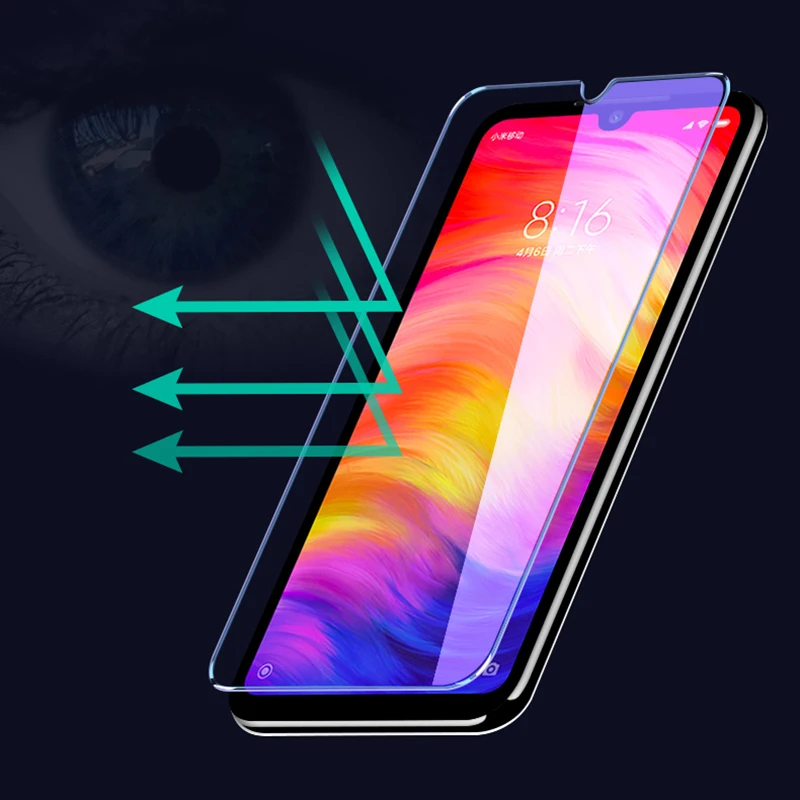 Защитная пленка для экрана Xiaomi Redmi Note 7 Pro 8T 8A из закаленного синего стекла с