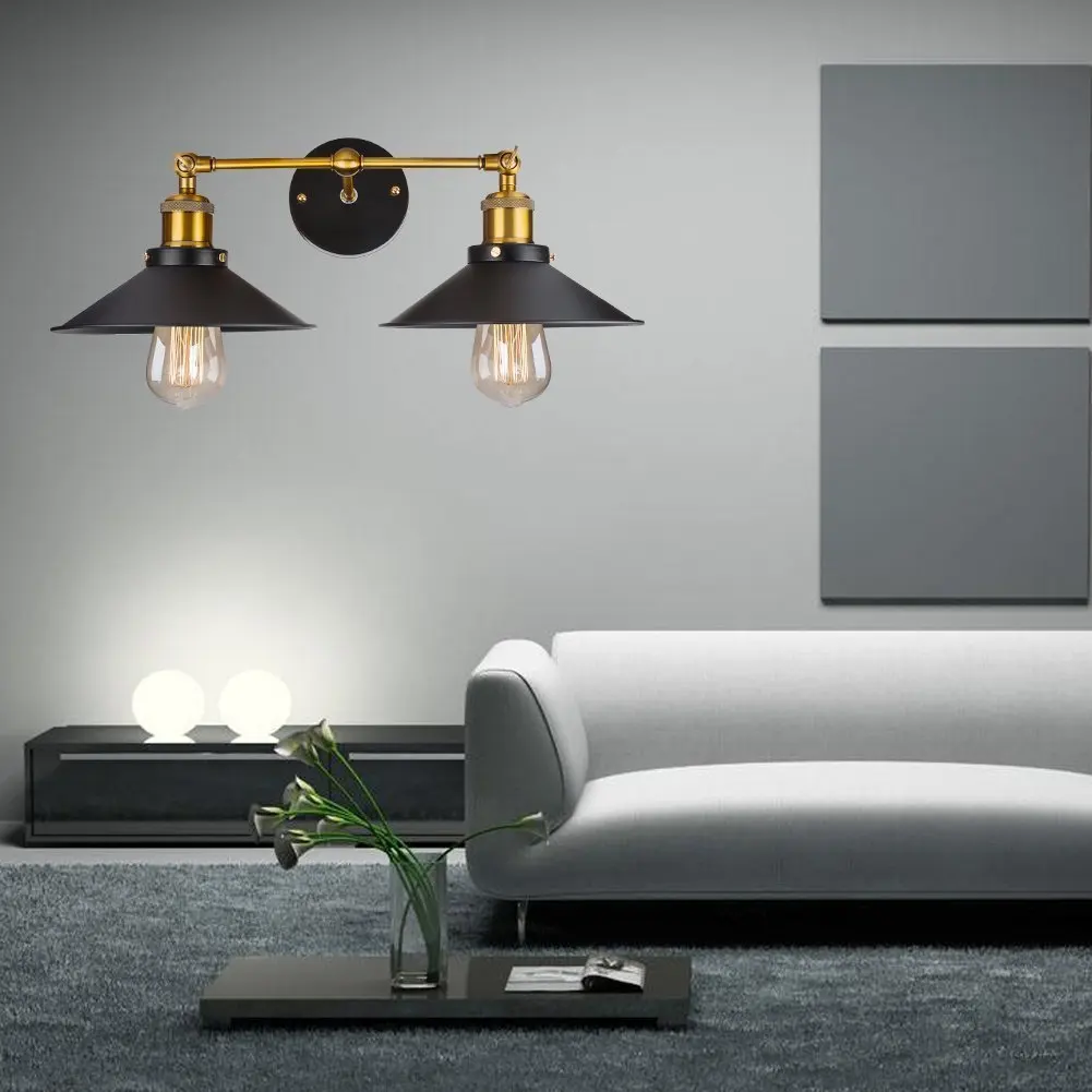 Винтажный настенный светильник с двойной головкой из кованого железа простой