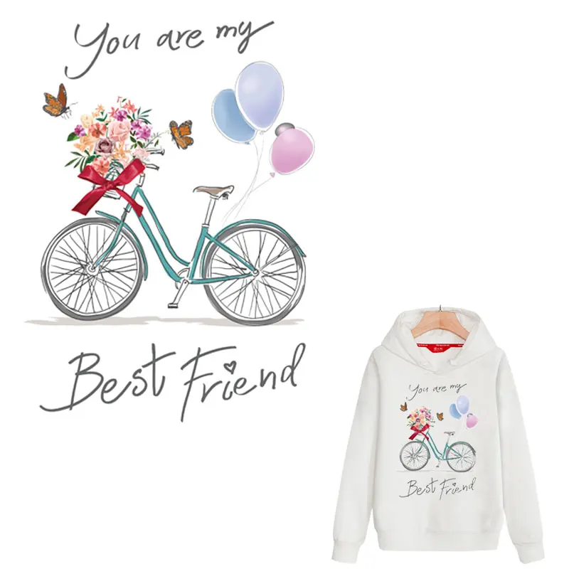 

loveliness balloon bicycle iron on patches for clothing ironing sticker diy punisher transfert thermocollants t-shirt applique