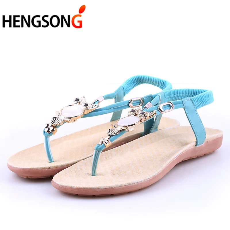 Женские сандалии на плоской подошве черные синие бежевые со стразами|Боссоножки