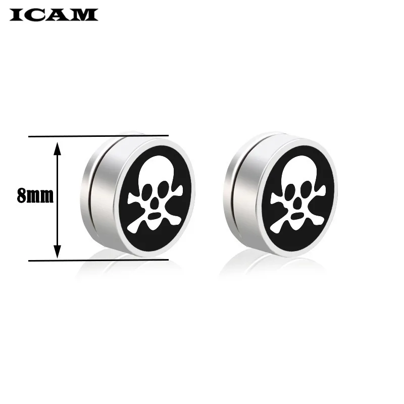 ICAM черный магнит круглый серьги из нержавеющей стали Магнитная серьга