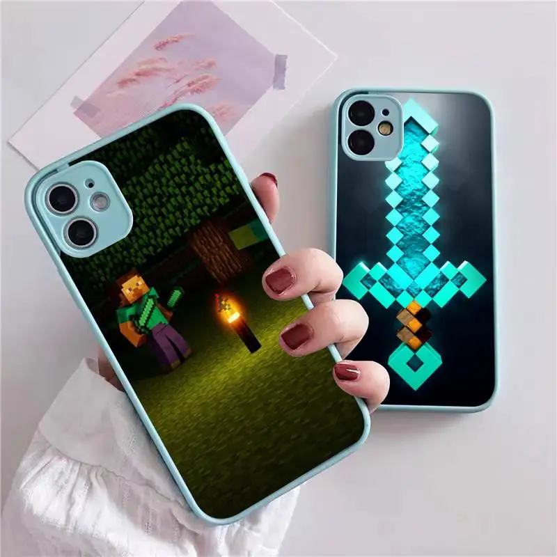 

Hot Game My World Phone Case For iphone 13 12 11 xr xs x 7 8 pro max Light blue Soft TPU Silicone Clear Case Cover
