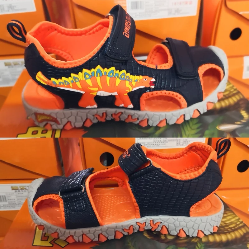 

2021 Dinosaur Boys Sandals Sport Beach Children Summer Shoes Non-slip Outdoor Kids Footwear PU Leather Male Baby Shoes 27-34