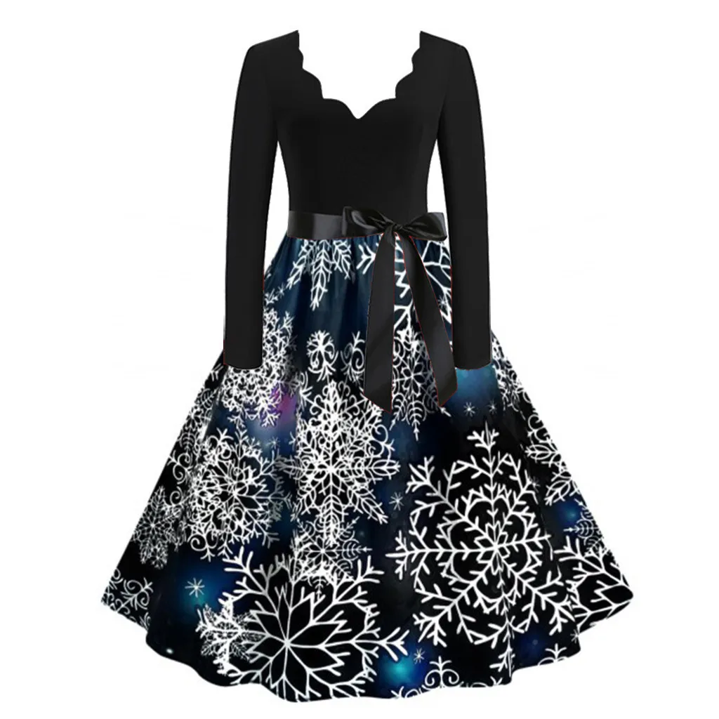 Женские повседневные платья модное рождественское платье женское с длинным