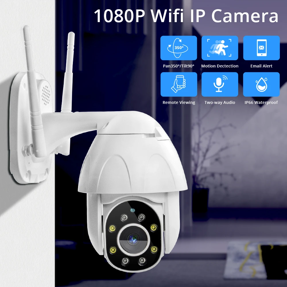 1080P PTZ Wifi IP камера наружная 4X цифровой зум AI человеческое Обнаружение