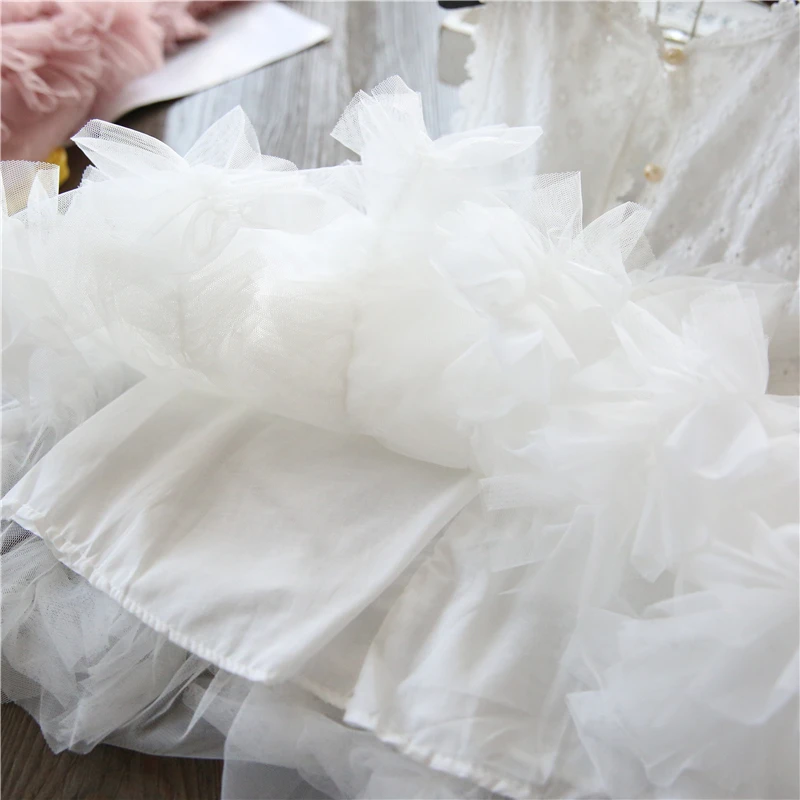White Lace Little Girl Princess Dress Fluffy Cake Smash Dresses Kids Wedding Party Wear Birthday Tutu Gown Children Clothes 3-8T | Детская