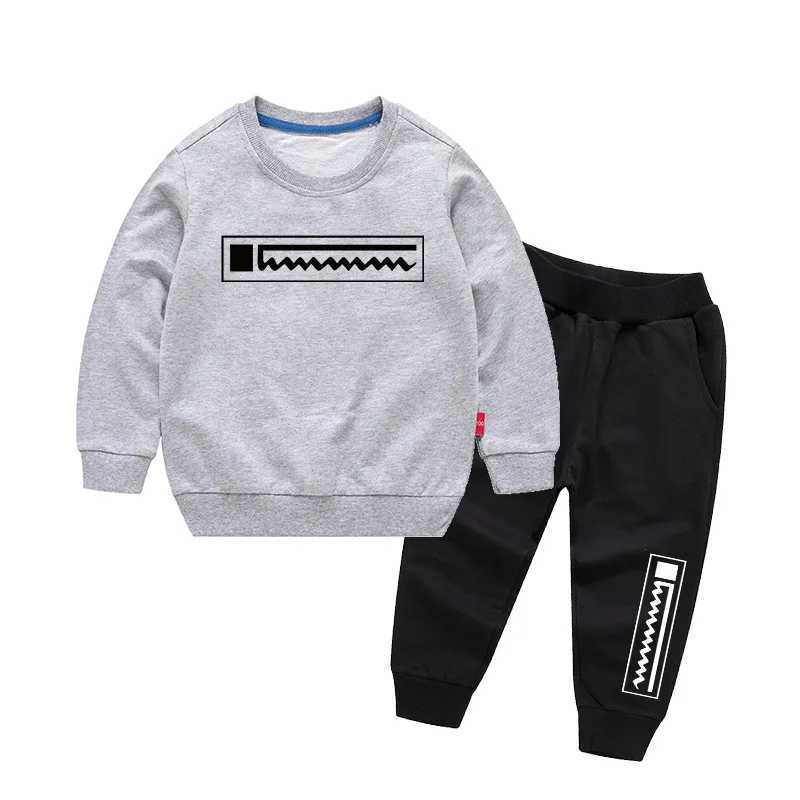 

Fashion Trend Boy Girl New Year Clothes Autumn /Winter Children's Art Pattern Print Sweater Set Children's Suit Baby Two-piece