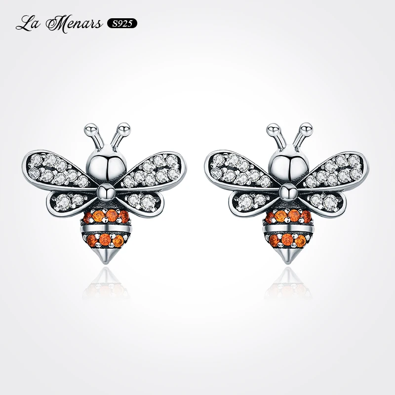 

La Menars New Gold Silver Bee Dangle Earrings Women 2021 Original European Style Genuine 925 Sterling Silver Jewelry