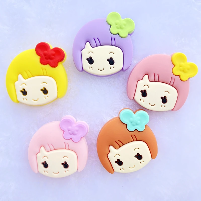 

10pcs Cute PVC Mixed Little Girl's Head Flexible Glue Flat Back DIY Scrapbook Embellishment Phone Craft Decoration E10