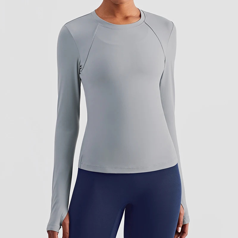 Vnazvnasi New Style Long Sleeve Naked Feel Women Yoga Shirts Slim Anti-Sweat High Elastic Yoga Tops Fitness Gym Workout Tights