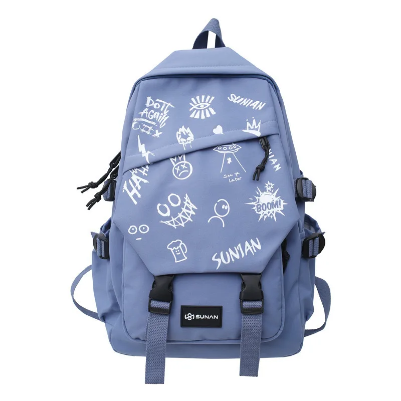 

Original Aizatly 2021 Schoolbag Korean Version Of High School Students Graffiti Backpack Fashion Large Capacity Couple Backpack