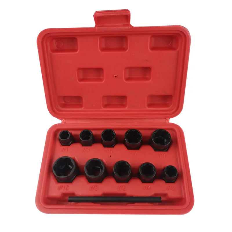 

11PC Nut Extractor Metric High Hardness Wear and Tear Nut Removal Tool Repair kit Home kit Tool