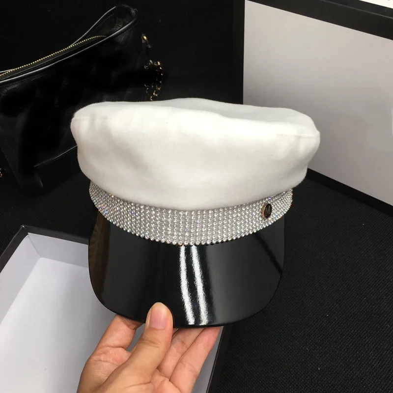 Новая Шерстяная кепка в стиле пэчворк с белым утиным языком морская шапка M яркое