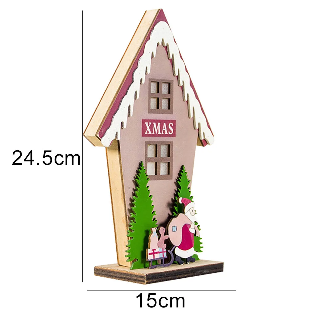 

Luminous Wooden Painted 3D LED Light Cabin Cottage Christmas Ornament Decoration