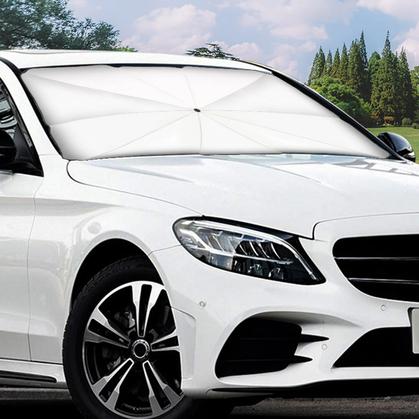 

New Umbrella Type Car Sunshade Summer Car Protector Umbrella For Auto Front Sunshade Anti-UV Parasol Windshield Cloth