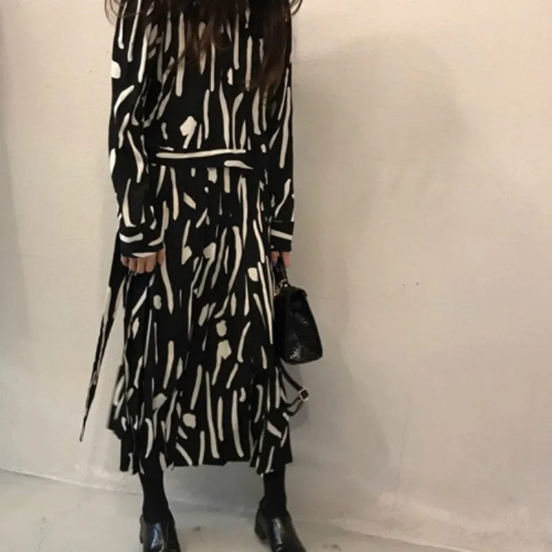 Женское Плиссированное длинное платье элегантное весенне осеннее с длинным