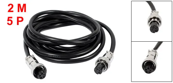 

GX12 5-контактный двойной гнездовой разъем, авиационный разъем, электрический кабель 2 м
