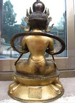free shipping 13&quotChinese Buddhism Bronze Copper Guan Yin Kwan-yin Bodhisattva Buddha statue |