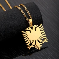 personality stainless steel albania double headed eagle necklace motorcycle party gold chain animal necklace hip hop jewelry