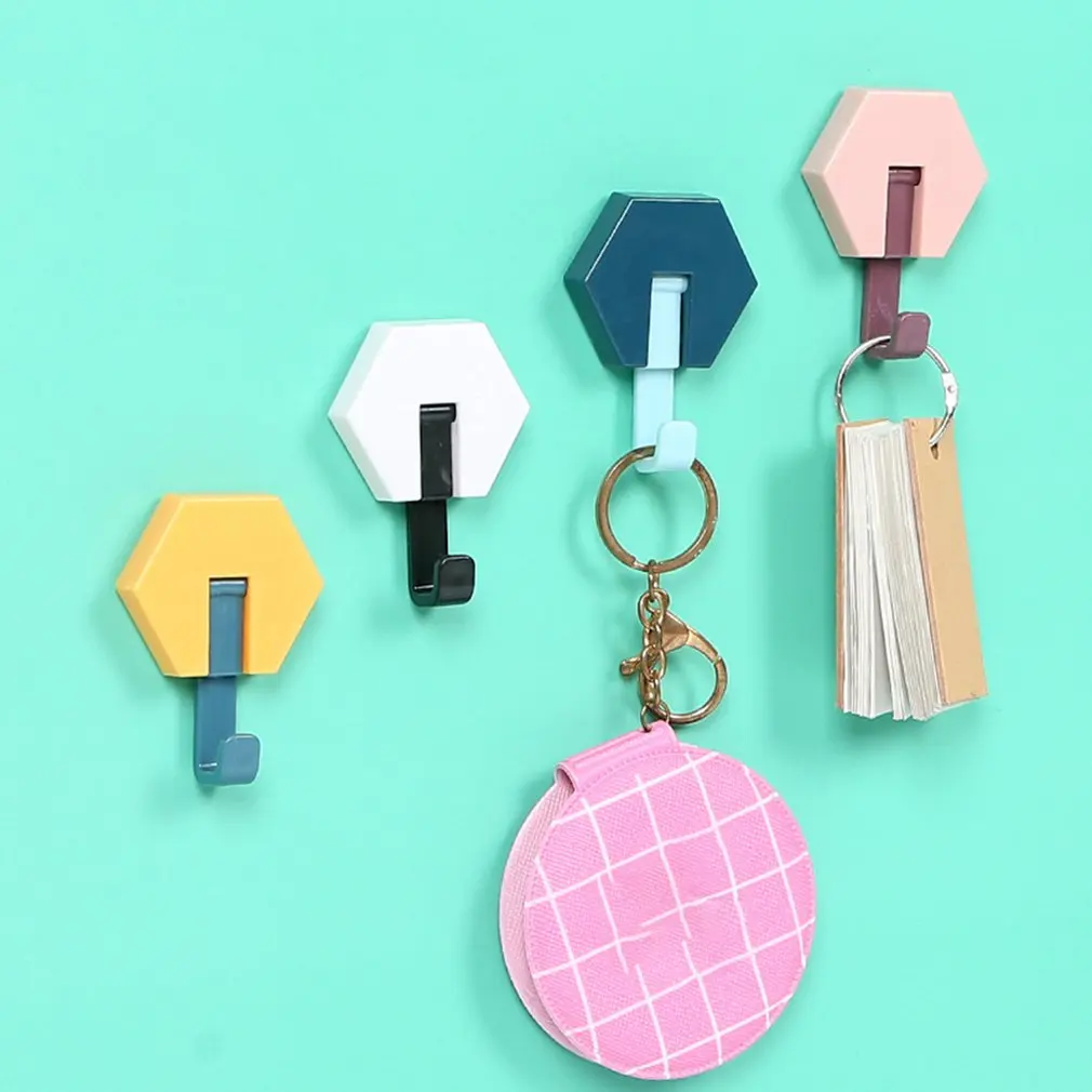 

4pcs Cute Hook Hole Free Adhesive Hook Shower Room Storage Creative Cartoon Wall Hanging Coat Hanger Room Accessories