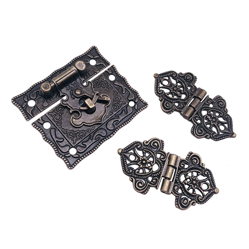 Дверные петли с полыми цветами под старину 2 шт. + 1 деревянная шкатулка для