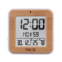 fanju digital alarm clock led dcf radio dual alarm automatic backlight electronic temperature humidity table time office gift