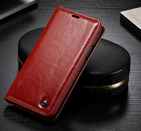 Красный Роскошный Магнитный откидной Чехол для samsung galaxy S7 edge S8 S9 S10 Plus S5 Mini S4 S6 edge Plus винтажный кожаный чехол-бумажник - Цвет: Красный
