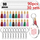 Акриловые заготовки для брелоков, прозрачные брелоки, включая акриловые заготовки, кисточки для брелоков, кольца для брелоков для рукоделия, изготовление брелоков