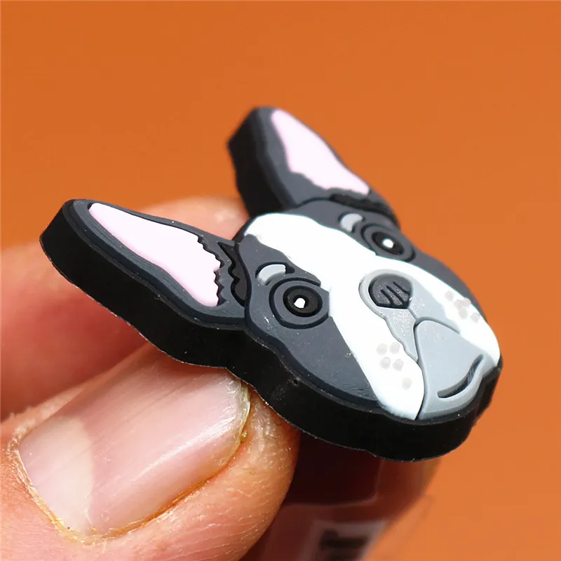 Novel Single Sale Animal style Shoe Charms Accessories Cute Bulldog Garden Shoe Decoration for croc jibz Kid's X-mas Gifts U118