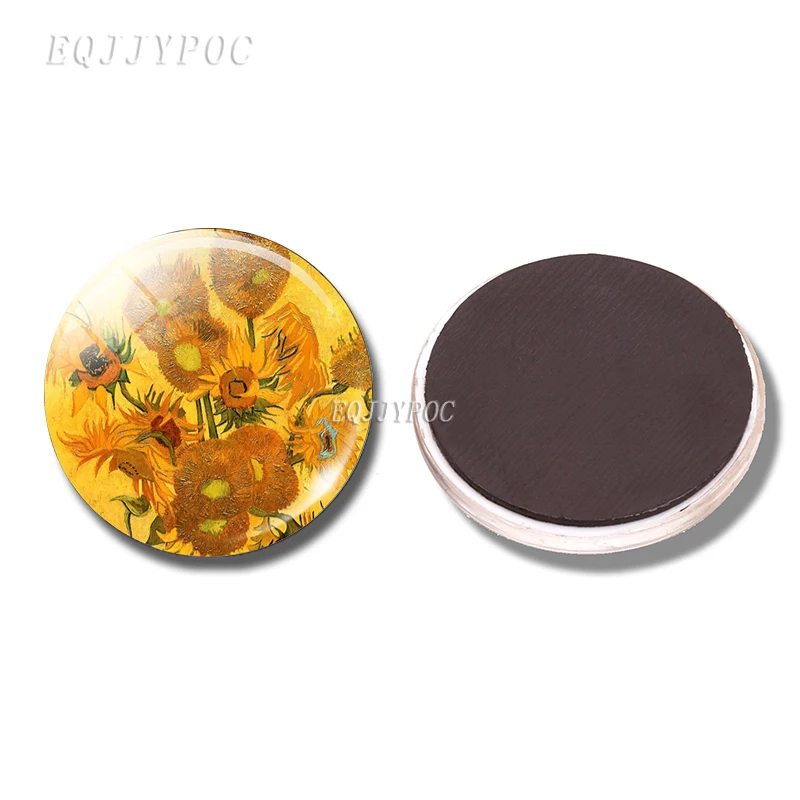 PACK OF 1 Ван Гог Подсолнух звездное небо искусство 30 мм магнит на холодильник Ирисы миндальное дерево магнитные наклейки на холодильник доска объявлений домашний декор - Цвет: PACK OF 1