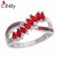 cinily created orange fire opal garnet silver plated wholesale for women jewelry christmas gift ring size 6 9 oj9255